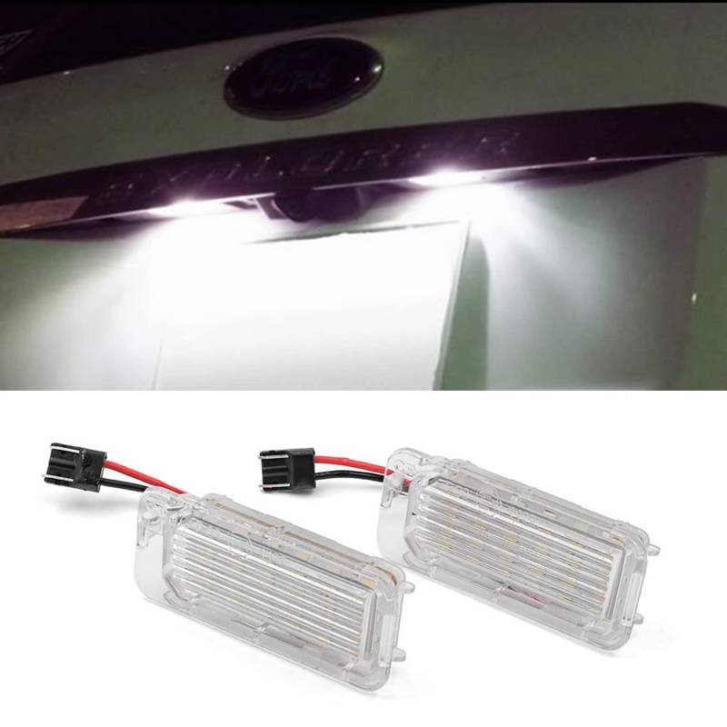 2 Stück No Error Bright White 6000K 18 SMD LED Kennzeichenbeleuchtung Nummernschildbeleuchtung Montage Lampe Birne Kompatibel mit Ford Focus 5D Mondeo Fiesta Kuga von GSRECY