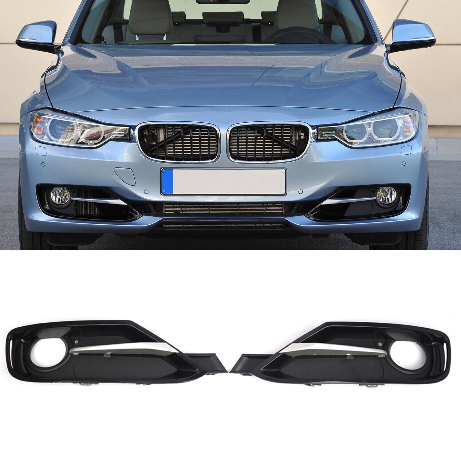 GSRECY Frontstoßstange Zubehör Nebelscheinwerfer Kühlergrill Chromabdeckung Kompatibel mit BMW 3er F30 F31 2012-2015 318 320 330 335 (Kühlergrill Set) von GSRECY