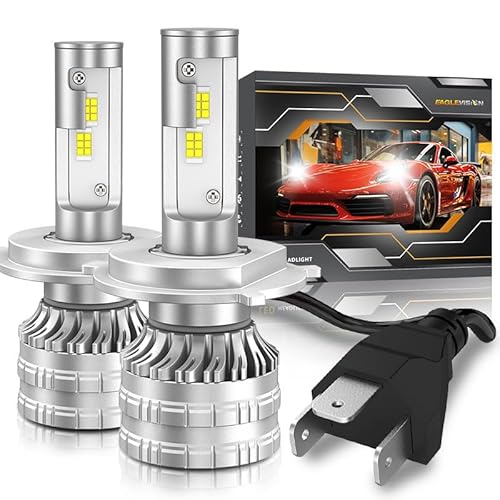 GSRECY LED-Scheinwerferlampe für Auto, 80 W, 12000 lm, Umrüstsatz für LED-Scheinwerfer, super hell, 6000 K, Weiß, Plug and Play, 2 Stück (H4) von GSRECY