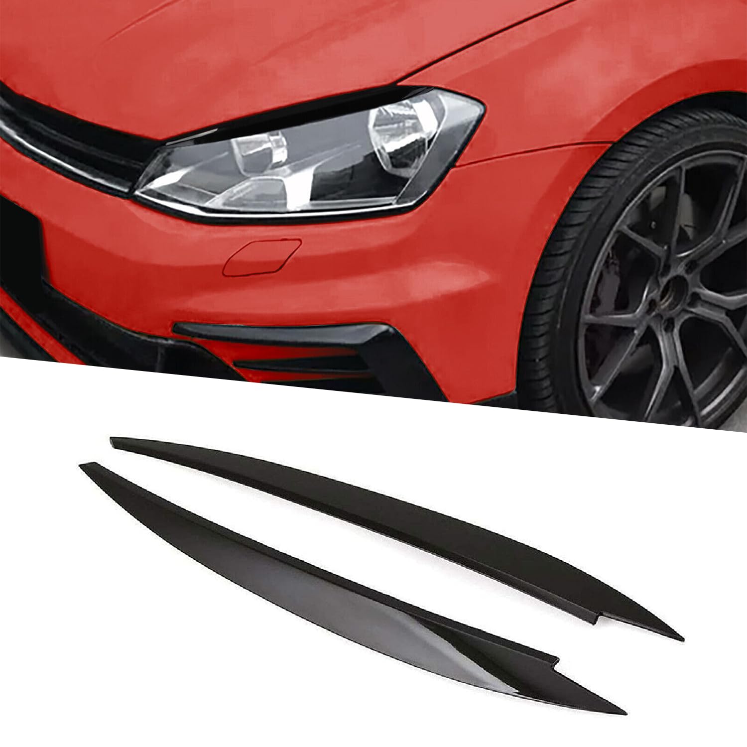 GSRECY R&L Scheinwerfer Augenlid Augenbrauenabdeckung Augenbrauen kompatibel mit VW Golf 7 GTI MK7 (Schwarz Glanz) von GSRECY