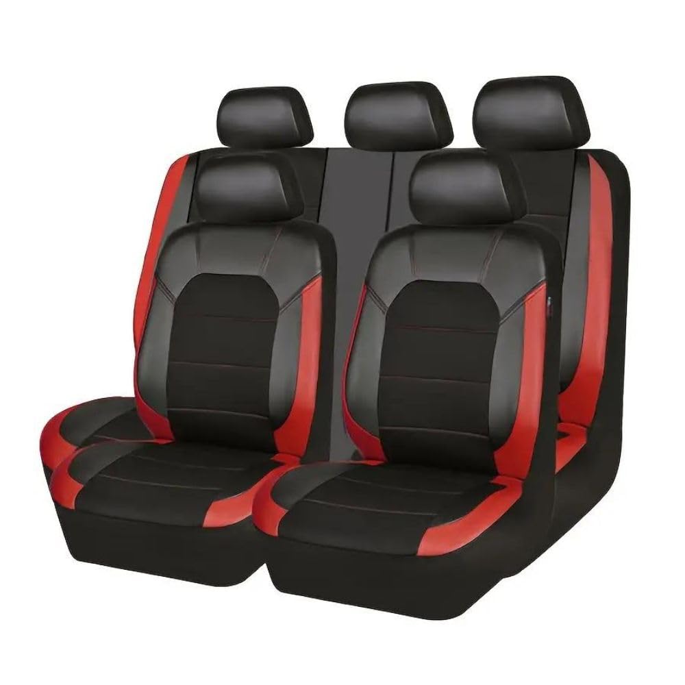 GTFFDERD Auto Sitzbezüge Sets FüR Mitsubishi ASX Pajero Sport Pajero Eclipse Cross 2000-2023 2024, Leder Auto Schonbezug Full Set Sitzbezug Vordersitze Rücksitzschoner Auto Zubehör,Red von GTFFDERD