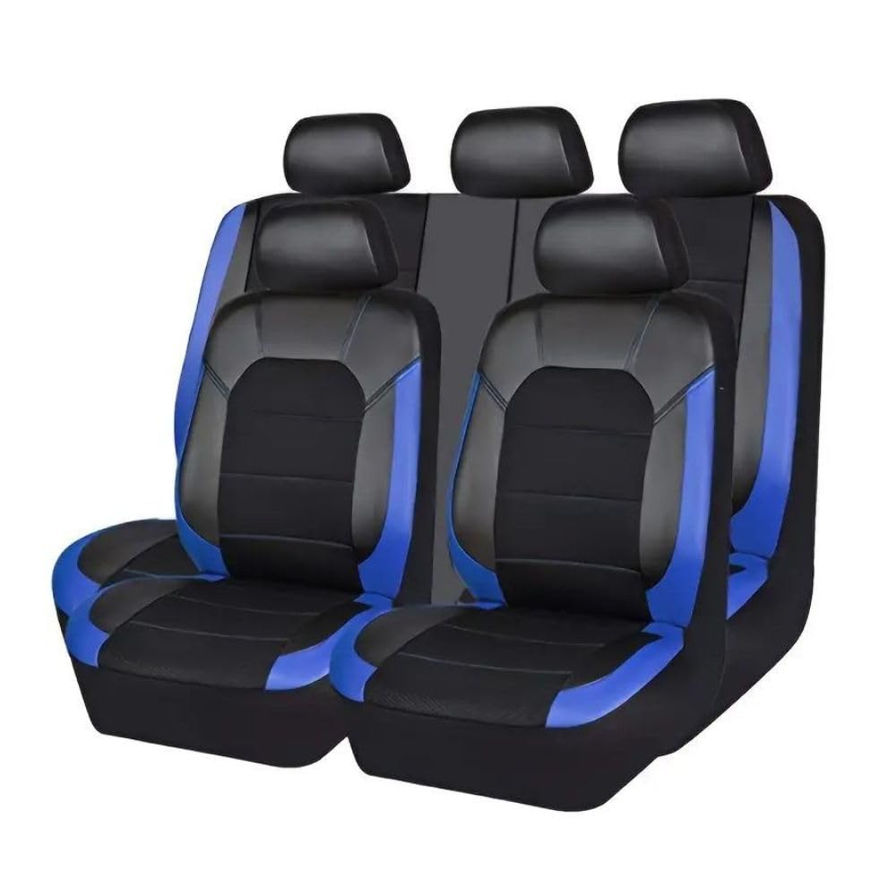 GTFFDERD Auto Sitzbezüge Set für VW Passat B7/Variant/Estate 2000-2024, Leder Schonbezug Full Set für Vorder- und Rücksitze, Auto Zubehör, Blau von GTFFDERD