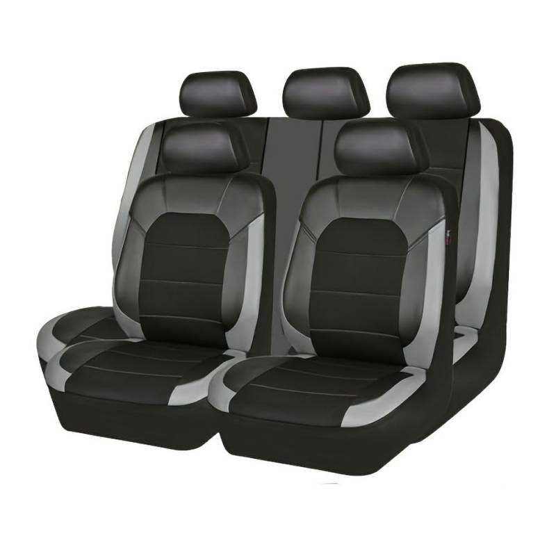 GTFFDERD Auto Sitzbezüge Sets FüR VW Passat B7/Passat Variant B7/Passat Estate B7 2000-2023 2024, Leder Auto Schonbezug Full Set Sitzbezug Vordersitze Rücksitzschoner Auto Zubehör,Grey von GTFFDERD