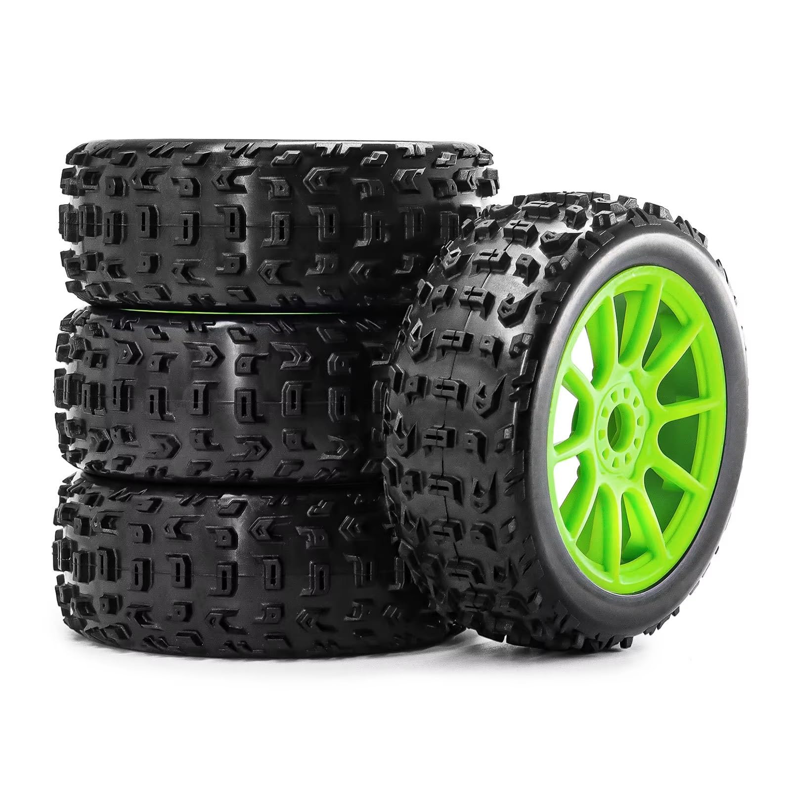 GTFRUQAS RC Ersatzteile Für Arrma Für Typhon Für Talion Für HSP Für Kyosho 1/8 4 Stücke 118mm RC Off-Road Für Buggy Reifen Rad 17mm Hex RC Auto Upgrade Teile Zubehör(Green) von GTFRUQAS