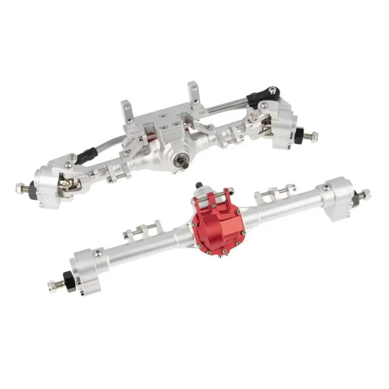 GTFRUQAS RC Ersatzteile Für Axial Für 90046 90047 CC01 Für SCX10 II 1/10 Für LCG Für Chassis Teile Aluminium Integrierte Achse Vorne Hinten Portal Achse(Silver) von GTFRUQAS