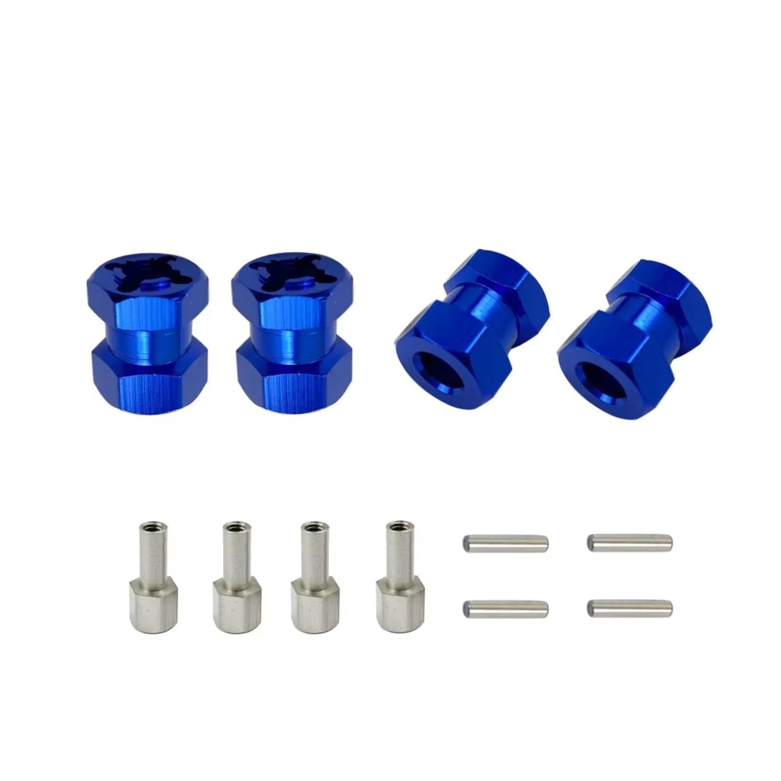 GTFRUQAS RC Ersatzteile Für Axial Für SCX10 D90 1/10 4 Pack Aluminium 12mm Hex Hub RC Auto Stick Adapter 15/20/25mm Erweitert Für Combo Koppler(Blue,15mm) von GTFRUQAS