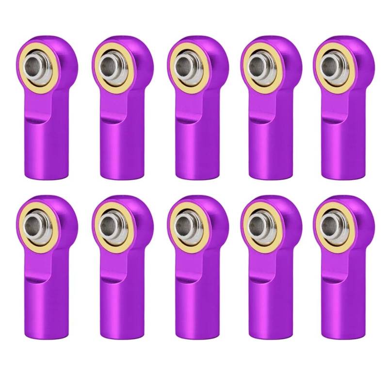 GTFRUQAS RC Ersatzteile Für Axial Für SCX10 D90 D110 Für Tamiya Für CC01 Für Racing 1/10 10Pcs Metall M3 Aluminium Link Stange Spurstangenkopf Kugelgelenk RC Auto Track Auto(Purple) von GTFRUQAS