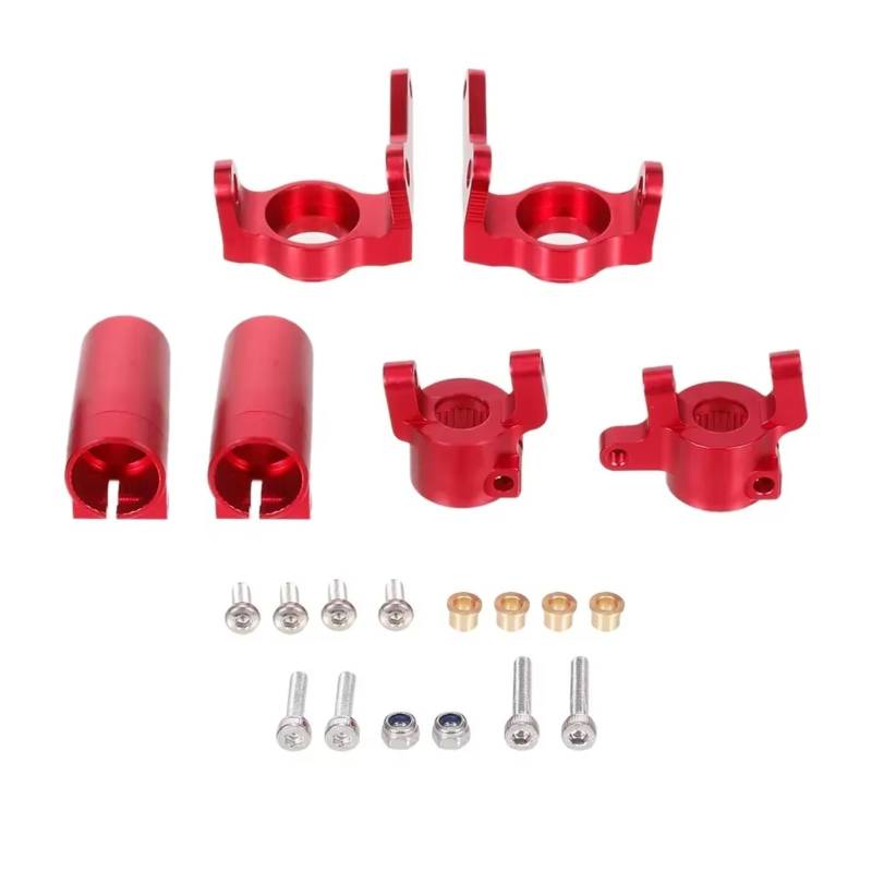 GTFRUQAS RC Ersatzteile Für Axial Für SCX10 II 90046 90047 Metall Front Steering C Hub Carrier Hinterachse Aus Set RC Auto Upgrade Teile Zubehör(Red) von GTFRUQAS