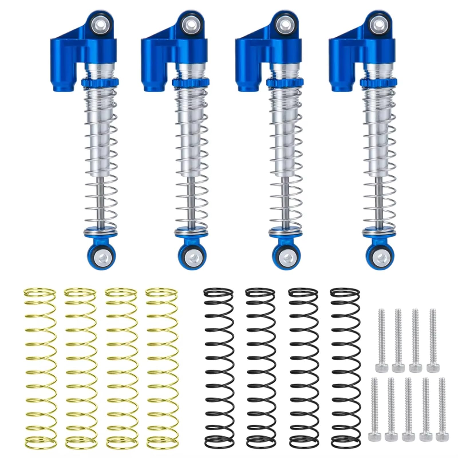 GTFRUQAS RC Ersatzteile Für Axial Für SCX24 90081 AXI00001 AXI00002 AXI00005 AXI00006 1/24 43mm Aluminium Stoßdämpfer Dämpfer RC Crawler Auto Teile(Blue Silver) von GTFRUQAS