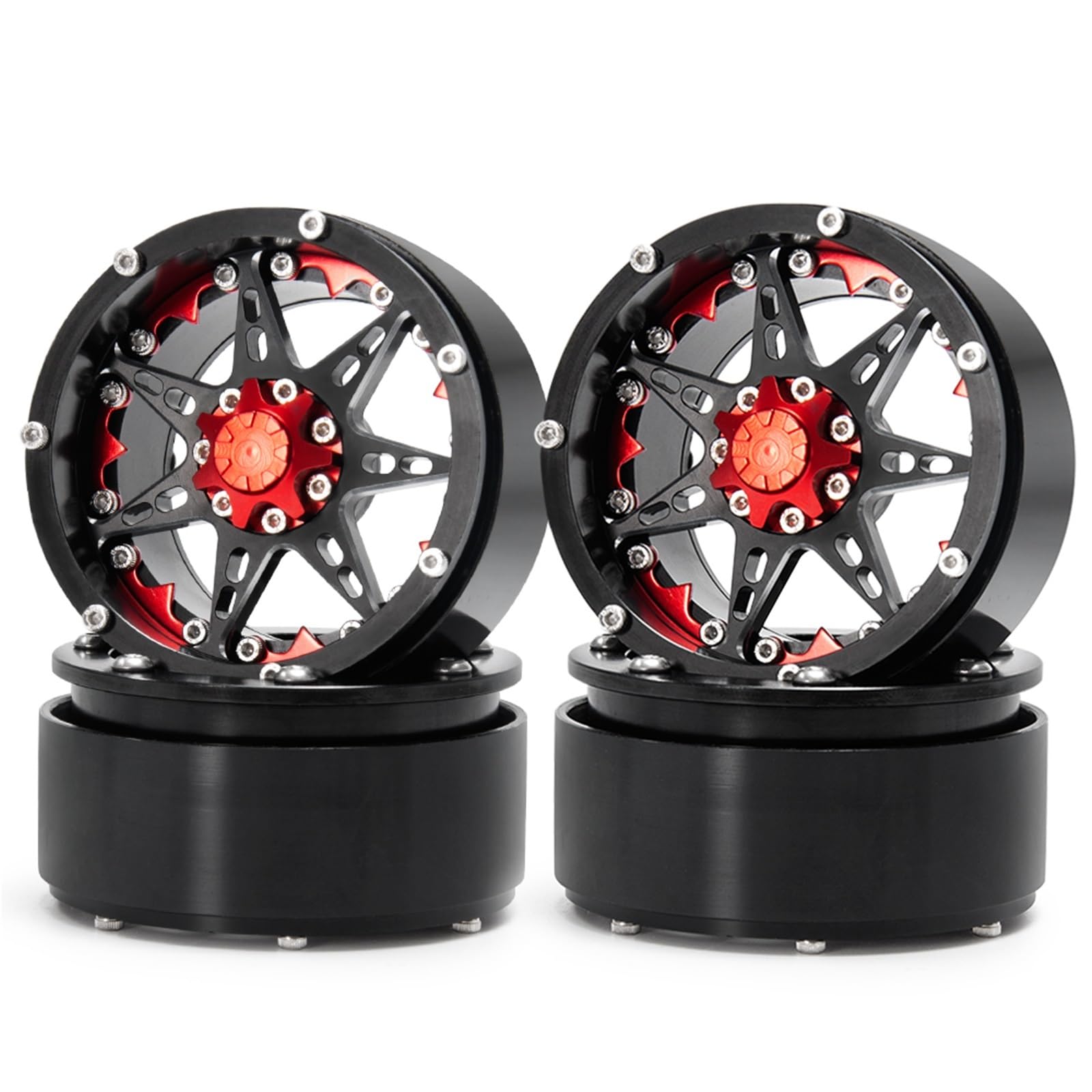 GTFRUQAS RC Ersatzteile Für Axial Für Wraith Für TRX4 1/10 Metall 2,2 Zoll Beadlock-Felgen 120 Mm Außendurchmesser Gummireifen Ersatz RC Crawler Modell Autoteile Modifikation(Wheel Rims 1) von GTFRUQAS