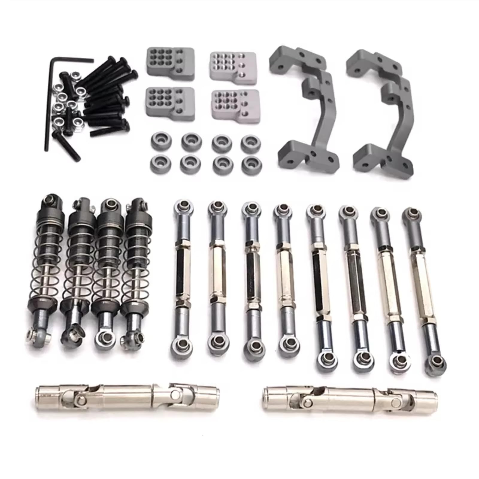 GTFRUQAS RC Ersatzteile Für Feiyu Für FY003-5A Für WPL Für C14 C24 1/16 Metall Upgrade Teile Spurstangen Antriebswellen Stoßdämpfer(Metallic) von GTFRUQAS