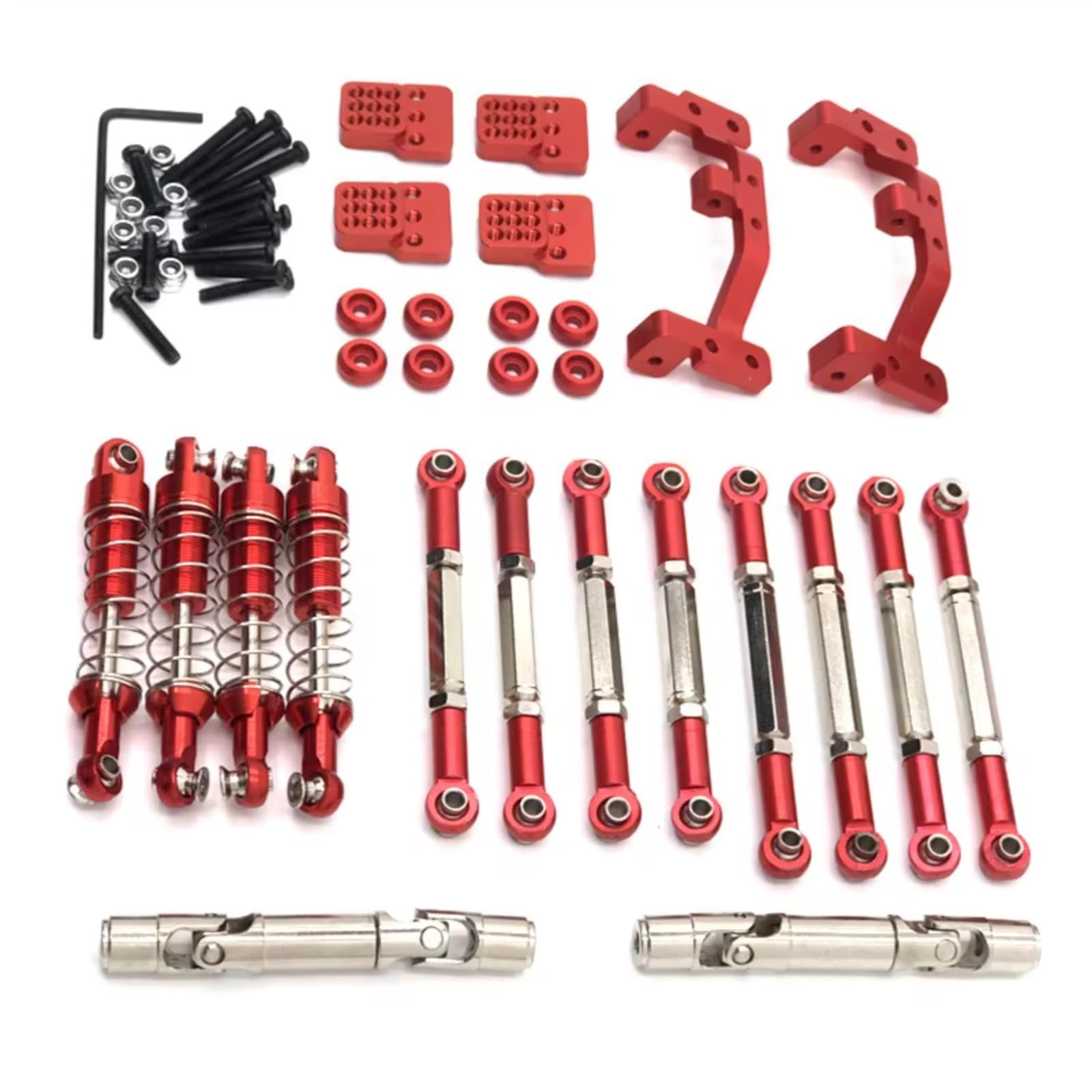 GTFRUQAS RC Ersatzteile Für Feiyu Für FY003-5A Für WPL Für C14 C24 1/16 Metall Upgrade Teile Spurstangen Antriebswellen Stoßdämpfer(Red) von GTFRUQAS