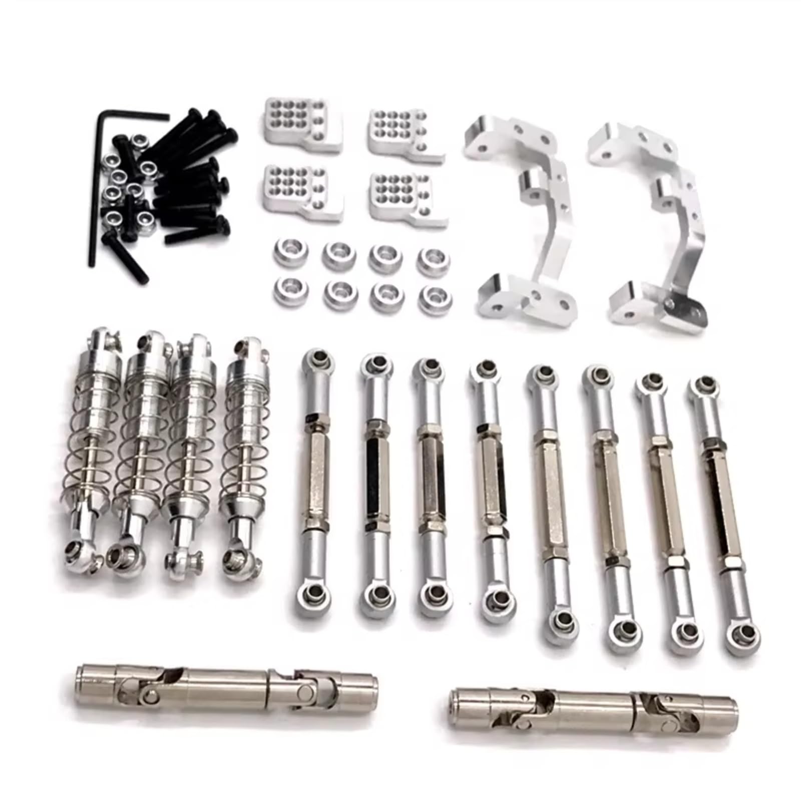 GTFRUQAS RC Ersatzteile Für Feiyu Für FY003-5A Für WPL Für C14 C24 1/16 Metall Upgrade Teile Spurstangen Antriebswellen Stoßdämpfer(Silver) von GTFRUQAS