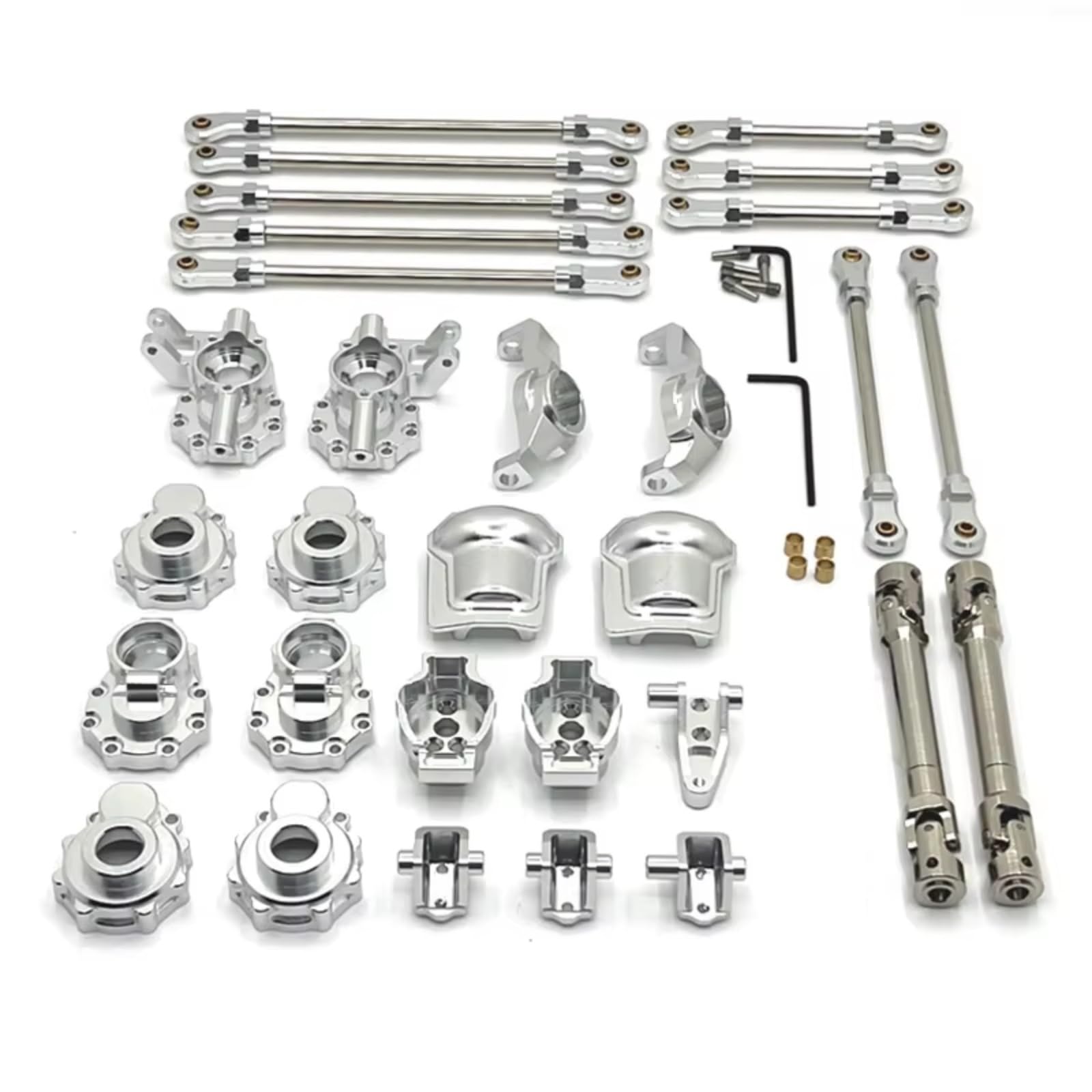 GTFRUQAS RC Ersatzteile Für HB Für Toys Für R1001 Für R1002 Für R1003 1/10 Metall Portal Achse Getriebe Gehäuse Diff Abdeckung Achse Montieren Antriebswelle Link Kit RC Auto Upgrade Teile(Silver) von GTFRUQAS