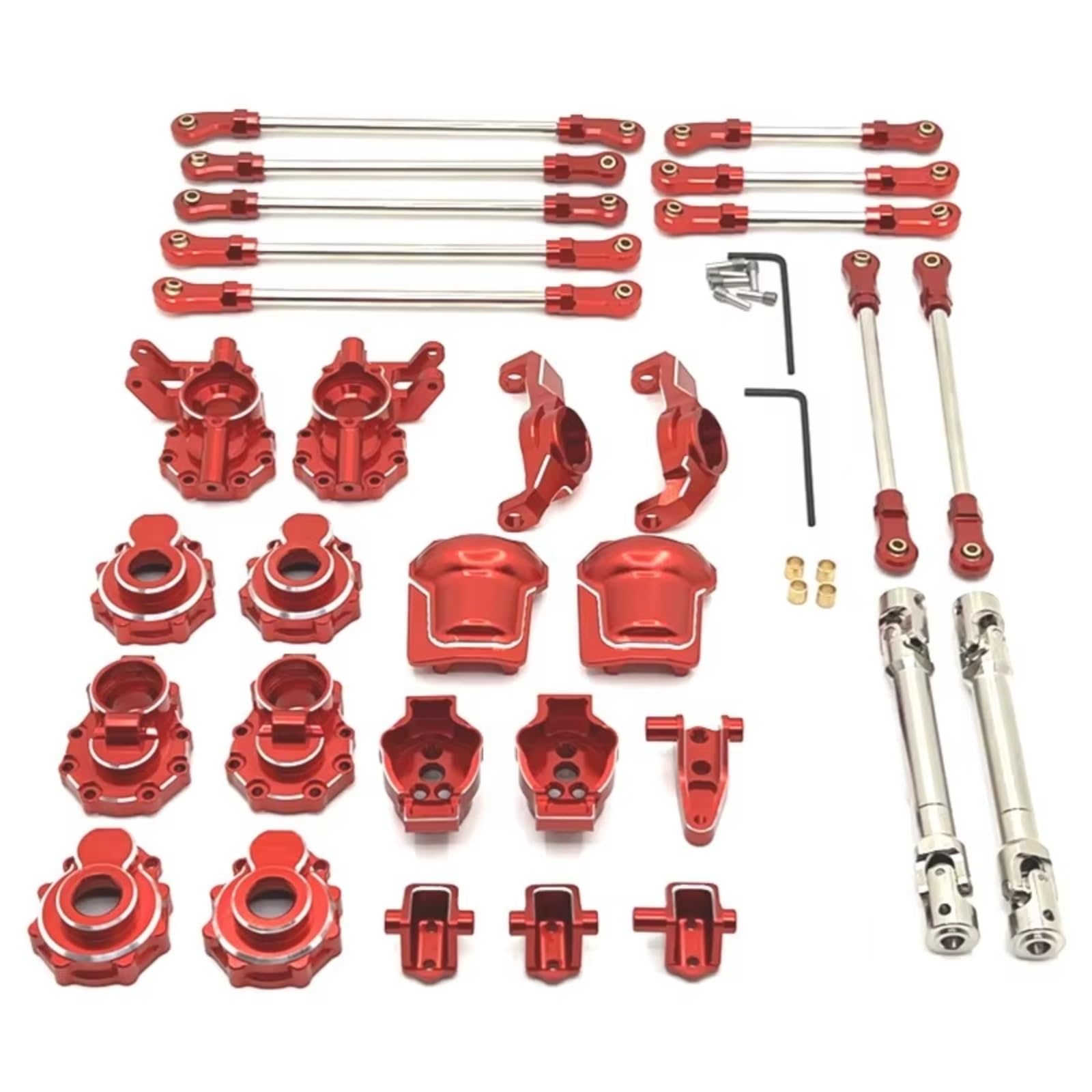 GTFRUQAS RC Ersatzteile Für HB Für Toys Für R1001 Für R1002 Für R1003 1/10 Metall Portal Achse Getriebe Gehäuse Diff Abdeckung Achse Montieren Antriebswelle Link Kit RC Auto Upgrade Teile(Red) von GTFRUQAS