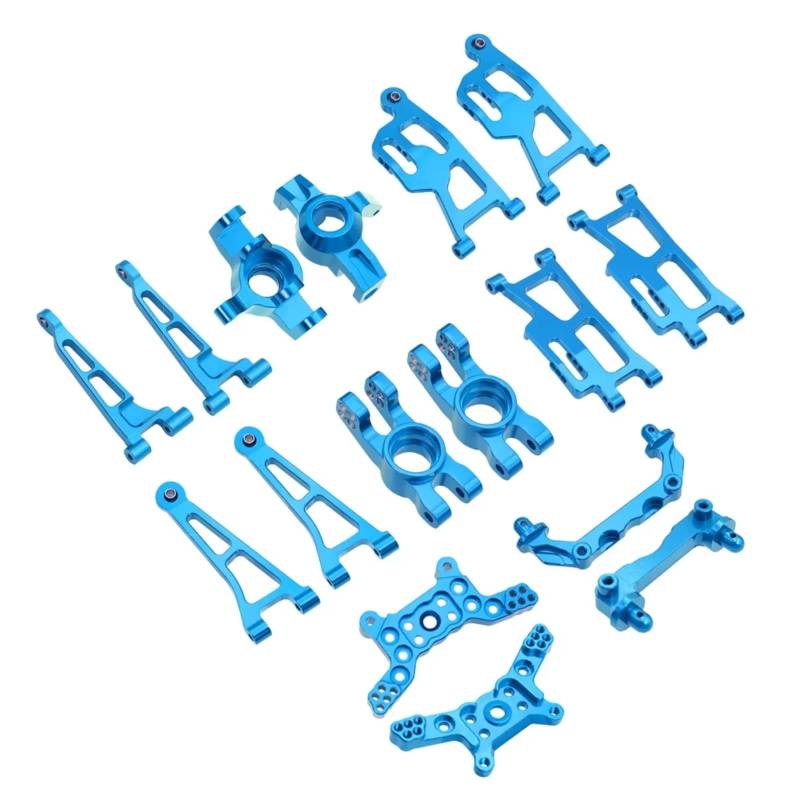 GTFRUQAS RC Ersatzteile Für MJX Für Hyper Go Für 14210 14209 1/14 Lenkung Tasse Oberen Und Unteren Für Schwinge Arm Kit Schock Turm Halterung Körper Säule Metall Upgrade Teile(Blue,Size2) von GTFRUQAS