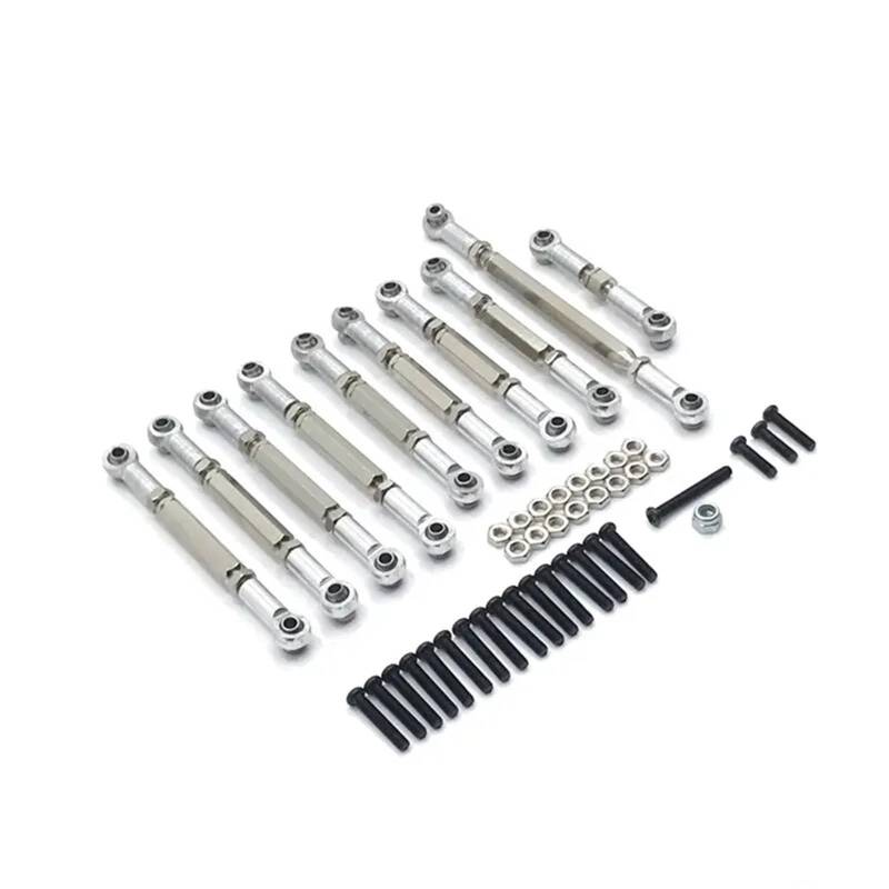 GTFRUQAS RC Ersatzteile Für MN D90 D91 D96 D99S Für MN99S MN90 1/12 Spurstange Lenkung Metallgestänge Combo Kit RC Auto Upgrade Zubehör Modifikation Auto Teile(Silver) von GTFRUQAS