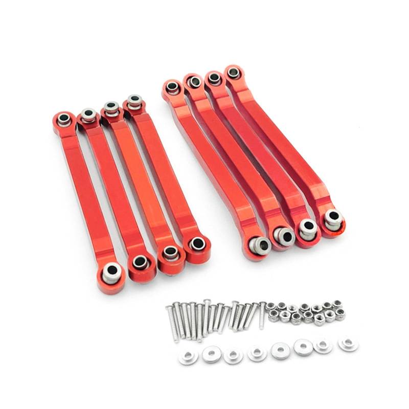 GTFRUQAS RC Ersatzteile Für MN D90 D96 Für MN98 MN99S MN45 Metall Chassis Link Stange Zugstange Spurstange Linkage Kit Dekoration Zubehör Modifikation RC Auto Upgrades Teile(Red) von GTFRUQAS