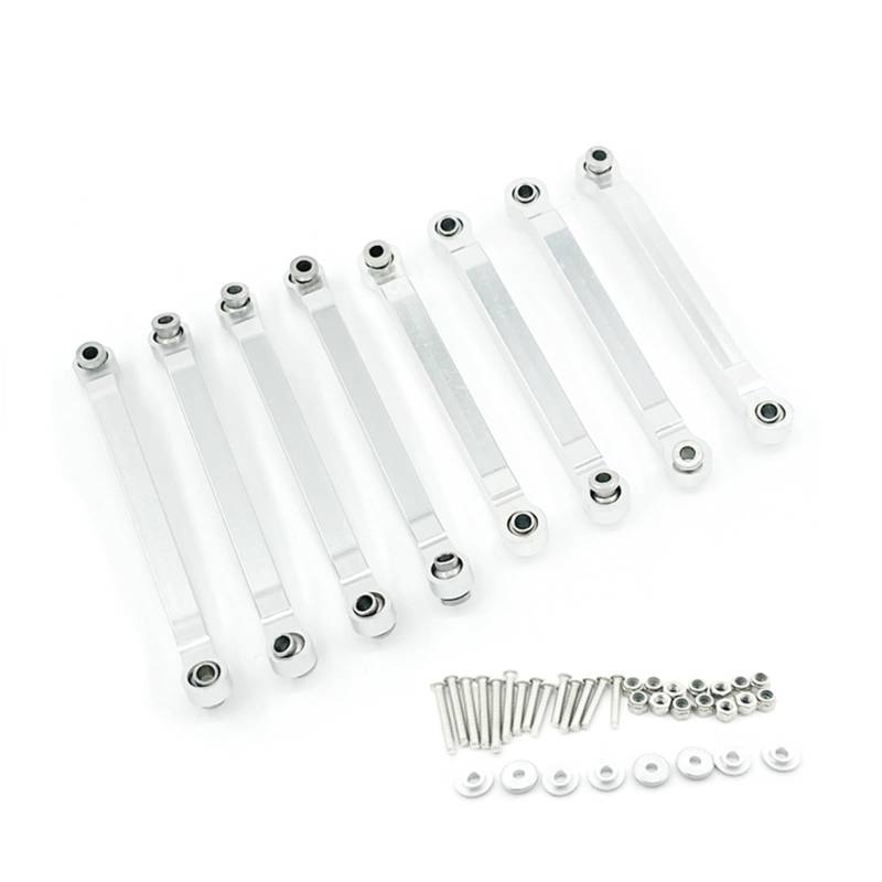 GTFRUQAS RC Ersatzteile Für MN D90 D96 Für MN98 MN99S MN45 Metall Chassis Link Stange Zugstange Spurstange Linkage Kit Dekoration Zubehör Modifikation RC Auto Upgrades Teile(Silver) von GTFRUQAS