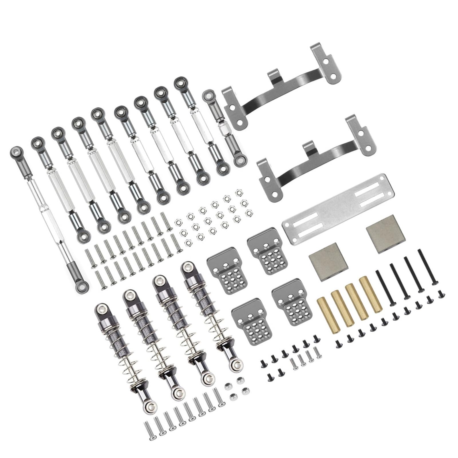 GTFRUQAS RC Ersatzteile Für MN D90 Für FJ45 Für MN40 MN45 MN90 MN96 MN98 MN99 MN99s RC Auto Teile Upgrade Metall Zugstange Lenkung Zugstange Servo Stange Zugstange Basis Stoßdämpfer(Gray) von GTFRUQAS