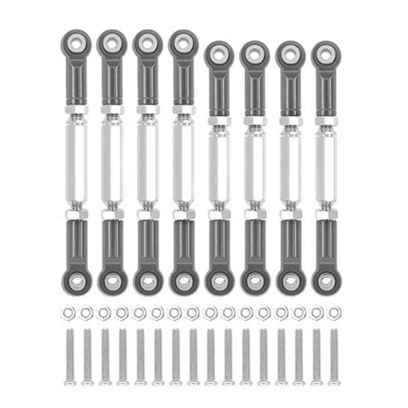 GTFRUQAS RC Ersatzteile Für MN D90 Für MN91 MN96 MN98 MN99S 1/12 Für WPL C14 C24 1/16 Metallchassis Verbindungsstange Zugstange Spurstange RC Auto-Upgrades Teile Zubehör(Gray) von GTFRUQAS