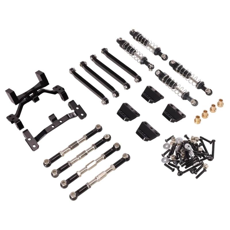 GTFRUQAS RC Ersatzteile Für MN Für MN99S 1/12 Zweite Generation Fernbedienung Auto Metall Upgrade Zubehör Stange Stoßdämpfer Set(Black) von GTFRUQAS