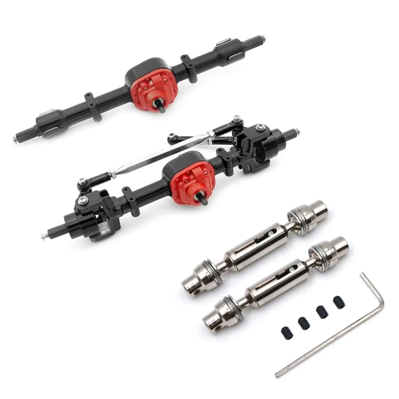 GTFRUQAS RC Ersatzteile Für MN Für MN99S D90 D91 D96 D99S MN90 MN96 MN99 1/12 1 Paar Vorne Hinterachse Set Mit Metall Getriebe Antriebswelle RC Auto Upgrade Teile Zubehör(Black) von GTFRUQAS