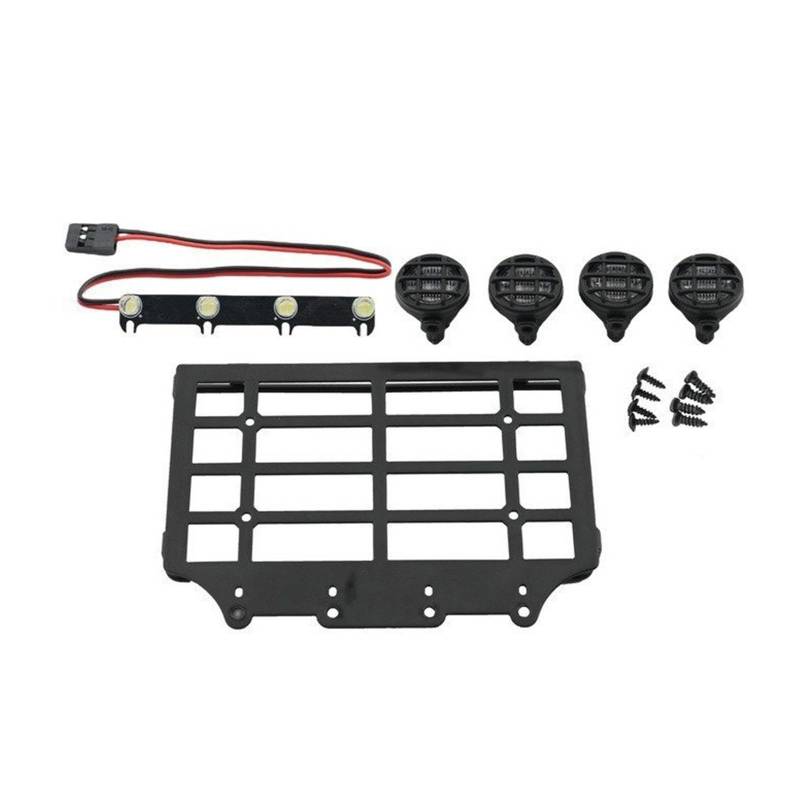 GTFRUQAS RC Ersatzteile Für MN82 LC79 Metall Gepäckträger Dachträger Mit Licht Dekorationsset 1/12 Ersatz RC Auto Upgrade Teile Zubehör(Round lamp Type) von GTFRUQAS