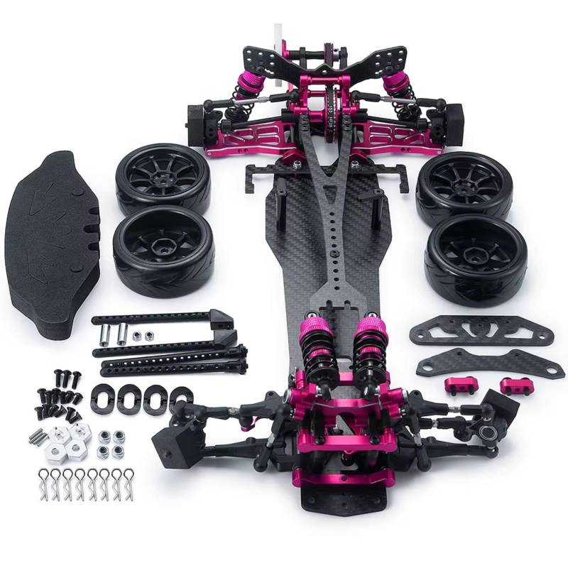 GTFRUQAS RC Ersatzteile Für Sakura Für D5 1/10 Metall Carbon Faser Kunststoff Rahmen Kit Rad Felgen Stoßdämpfer RC Fernbedienung Drift Auto Teile(Purple) von GTFRUQAS