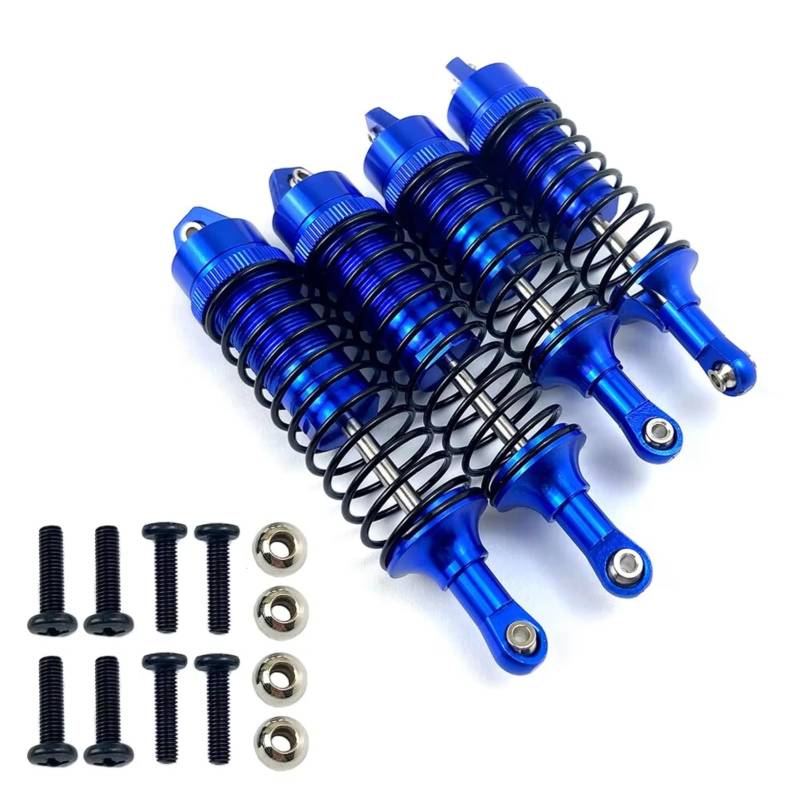 GTFRUQAS RC Ersatzteile Für Traxxas Für 727 Für Slash 4x4 1/10 RC Auto Aluminium Legierung Vorne Hinten Stoßdämpfer Voll Metall Große Bohrung RC LKW Zubehör(Blue,Set) von GTFRUQAS