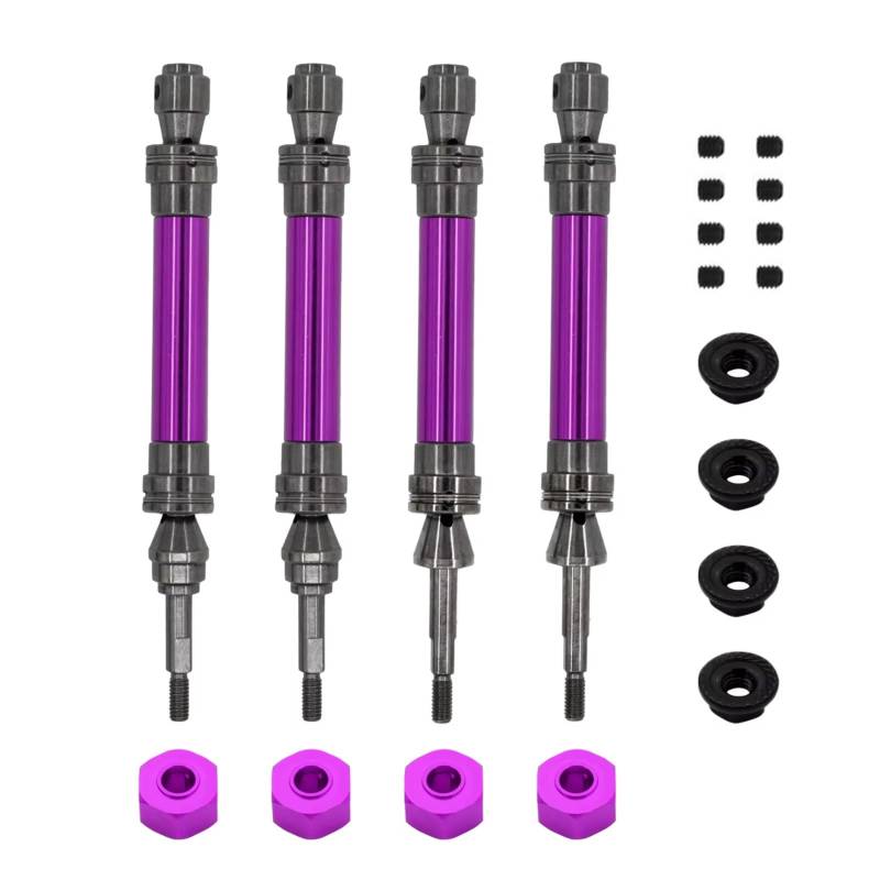 GTFRUQAS RC Ersatzteile Für Traxxas Für Slash Für Rustler Für Stampede Für Hoss Für VXL 4X4 1/10 1 Set RC Auto Metall CVD Vorne Und Hinten Antriebswellen(Purple) von GTFRUQAS