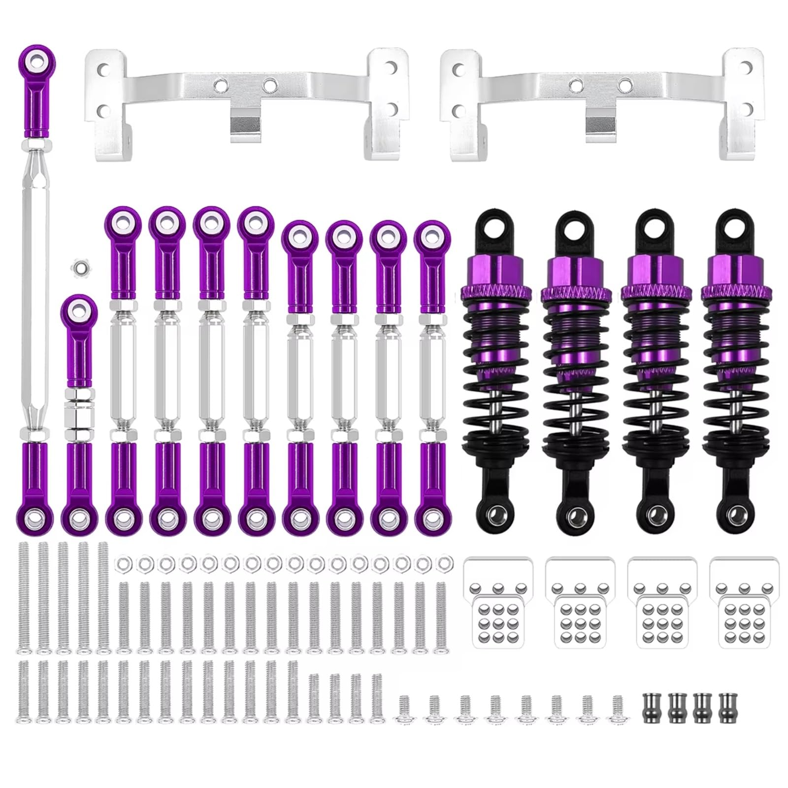 GTFRUQAS RC Ersatzteile Für WPL Für C14 C24 1/16 Für MN Für D90 MN91 MN96 Für MN98 Für MN99S 1/12 Metall Für Chassis Link Stange Zugstange Halterung Stoßdämpfer Sets(Purple) von GTFRUQAS