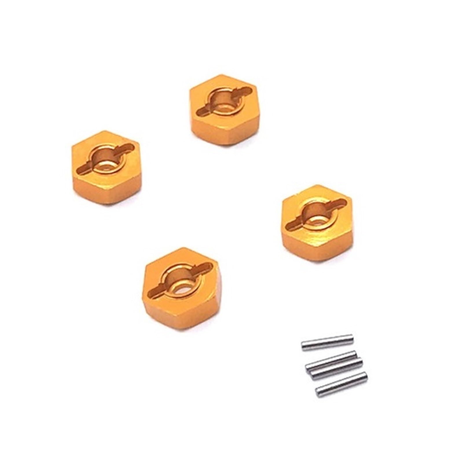 GTFRUQAS RC Ersatzteile Für Wltoys 12429 12428 12423 104001 104002 Für Feiyue Für FY03 FY06 FY07 FY08 12mm Metall Rad Hex Hub Adapter Combiner Dekoration RC Auto Upgrade Teile(Yellow) von GTFRUQAS