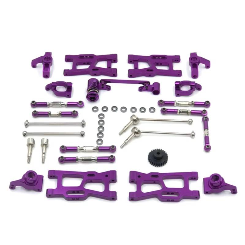 GTFRUQAS RC Ersatzteile Für Wltoys Für 124016 124017 124018 124019 1/12 144001 1/14 RC Teile Upgrade Metall Kit Antriebswelle Zugstange Für Schaukel Arm Lenkung(Purple) von GTFRUQAS