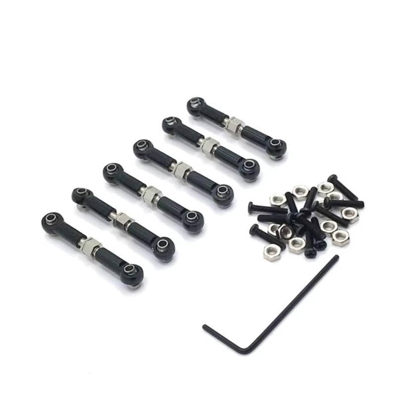 GTFRUQAS RC Ersatzteile Für Wltoys Für 184011 A949 A959 A969 A979 K929 1/18 Metall Linkage Zugstange Vorne Hinten Servo Link Spurstange RC Auto Upgrade Ersatzteile(Black) von GTFRUQAS