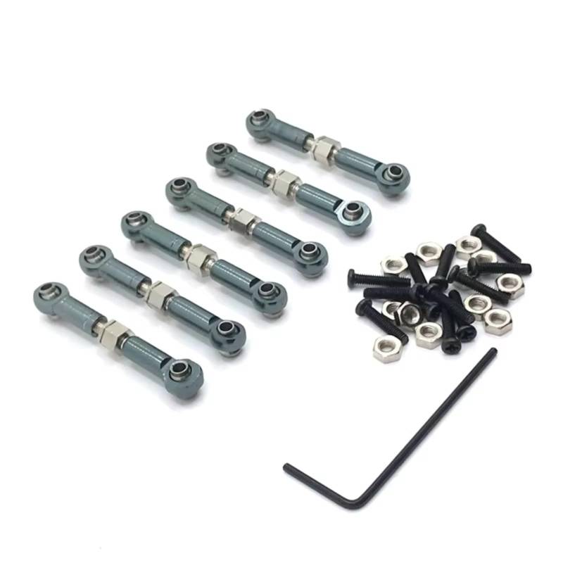 GTFRUQAS RC Ersatzteile Für Wltoys Für 184011 A949 A959 A969 A979 K929 1/18 Metall Linkage Zugstange Vorne Hinten Servo Link Spurstange RC Auto Upgrade Ersatzteile(Metallic) von GTFRUQAS