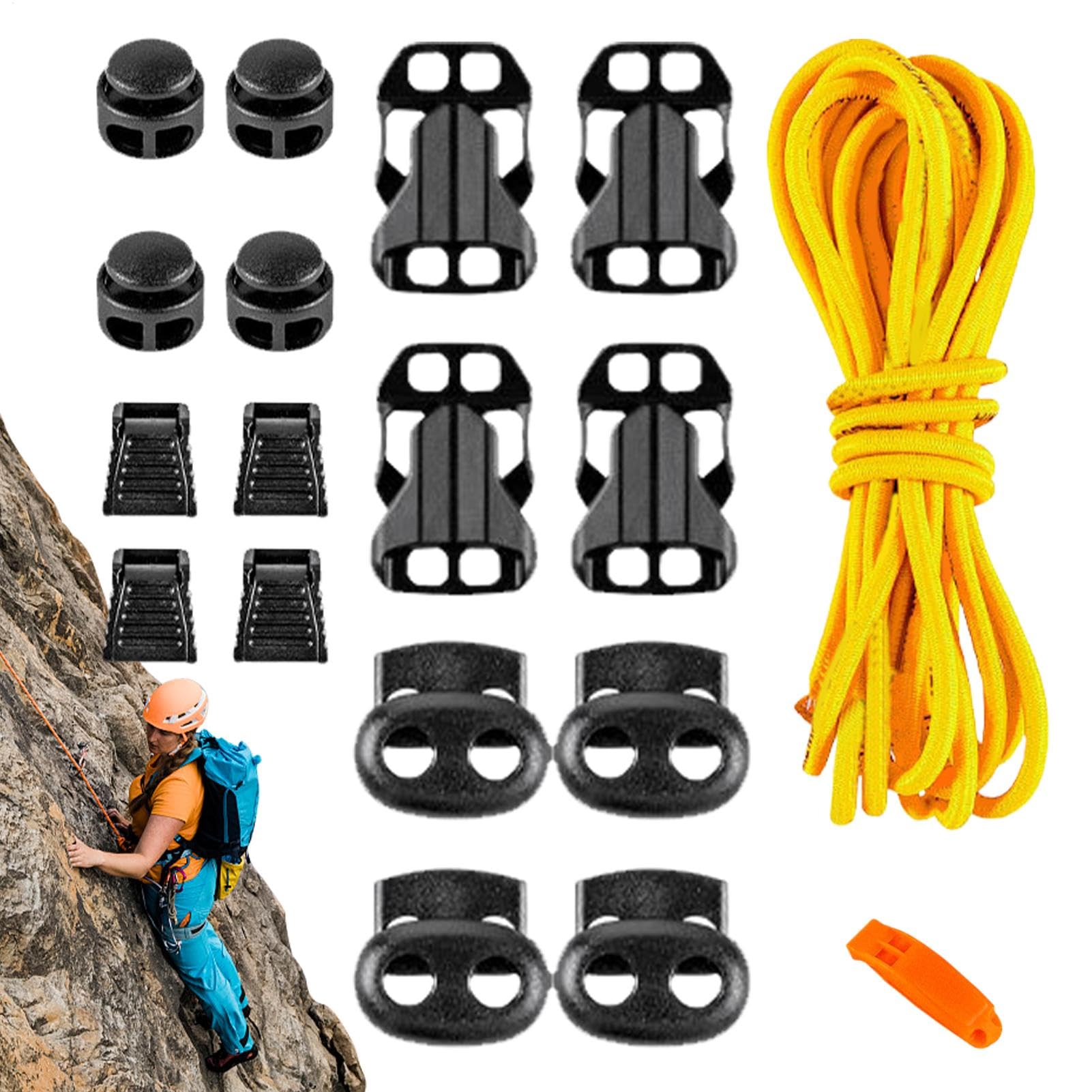 GTFYUDGH Outdoor -Umhängetasche Seil, Wanderdacktack -Gurtschnalle,Outdoor -Daypack Expansion Elastic Seil mit Schnalle - Outdoor-Zubehör, 18-teiliges Ersatz für Bergsteigen, Klettern von GTFYUDGH