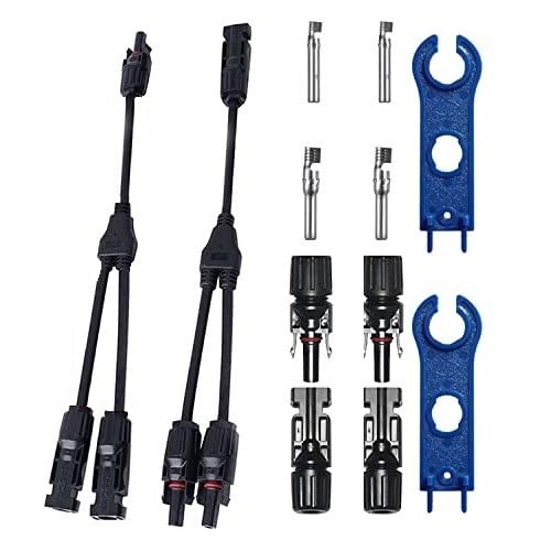 GTIWUNG 1 Paar Solarkabel Y-Verteiler 1Y2 PV Stecker 1 bis 2 Solarpanel Kabel Male Female + 2 Paar Photovoltaik Steckverbinder + 2 Stück Schraubenschlüssel von GTIWUNG