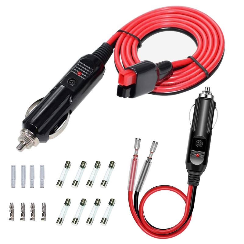 GTIWUNG 1 Stück Auto Zigarettenanzünder Stecker auf 45A Anderson-Kabel, 1.2M 14AWG Zigarettenanzünderstecker + 1 Stück Zigarettenanzünder Stecker für Tragbare DVD-Player, Auto, LKW von GTIWUNG