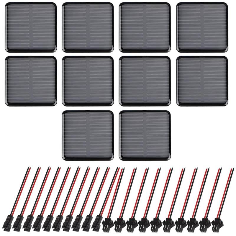 GTIWUNG 10 Stück 2V 50X50mm Mini Monokristalline Solarzellen Solarsystem Kit,Solarmodule,Micro Solar Panels Mini Tragbare Solarzellen für Sonnenenergie, Heimwerken, DIY,Wissenschaft Projekte von GTIWUNG