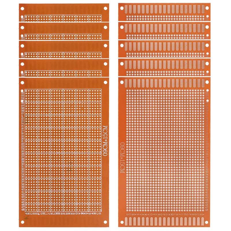 GTIWUNG 10 Stück PCB Board Prototype Lochrasterplatte Kit, Universal-Leiterplatten Lochrasterplatine 90x150mm Platine Streifenraster 9x15cm für Prototyping und elektronische Erstellung von Projekten von GTIWUNG