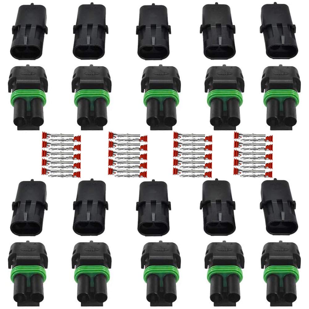 GTIWUNG 10 TLG 2,5 mm Series 2 polig Stecker Steckverbinder Wasserdicht, Steckdose Set für KFZ, Auto Elektrischer Anschluss Stecker von GTIWUNG