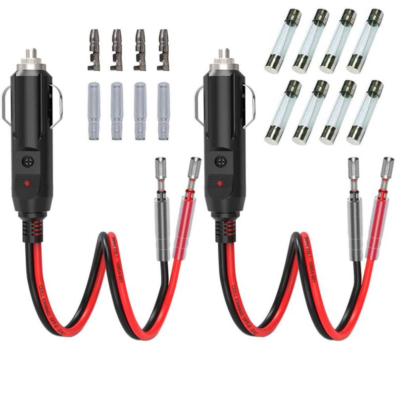 GTIWUNG 2 Stück Zigarettenanzünder Stecker 28cm, 12V Autostecker mit 10A&15A Sicherung, KFZ-Zigarettenanzünder Stromversorgung Kordel für tragbare DVD-Player, Auto, LKW, Bus-Kamera, Auto DVR von GTIWUNG