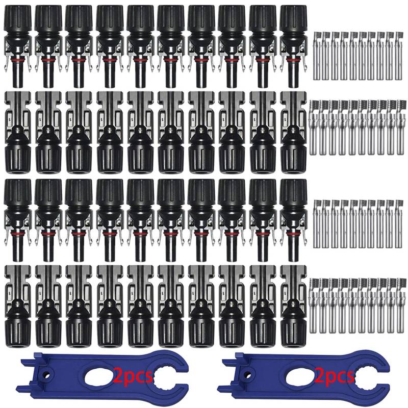 GTIWUNG 20 Paar Männlich/Weiblich Solarpanel Kabelstecker, Solar Panel Kabel Anschlüsse Stecker, Photovoltaik Steckverbinder mit Schraubenschlüssel, Schwarz von GTIWUNG