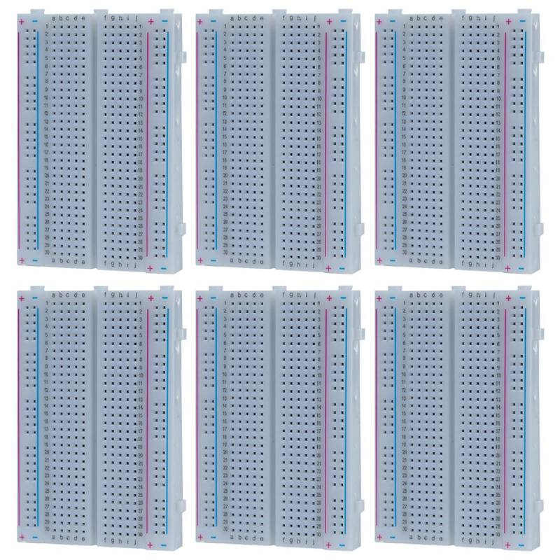 GTIWUNG 6 Stücke Breadboard Kit Lötfreies Steckbrett 400 Punkte Mini Breadboard, 400 Tie-Points Steckplatine, Solderless Breadboard 400 Points Prototyping Shield for Electronics Testig DIY von GTIWUNG