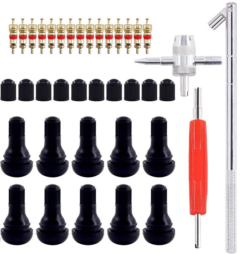 GTIWUNG Reifenventilentferner Ventil Set, Reifen Ventileinsatz, Ventilkappen Ventileinsatz TR412(Doppelkopfventil-Ventil Entferner 4 in1 Reparatur-Werkzeug) für Auto,Motorrad,Fahrrad von GTIWUNG