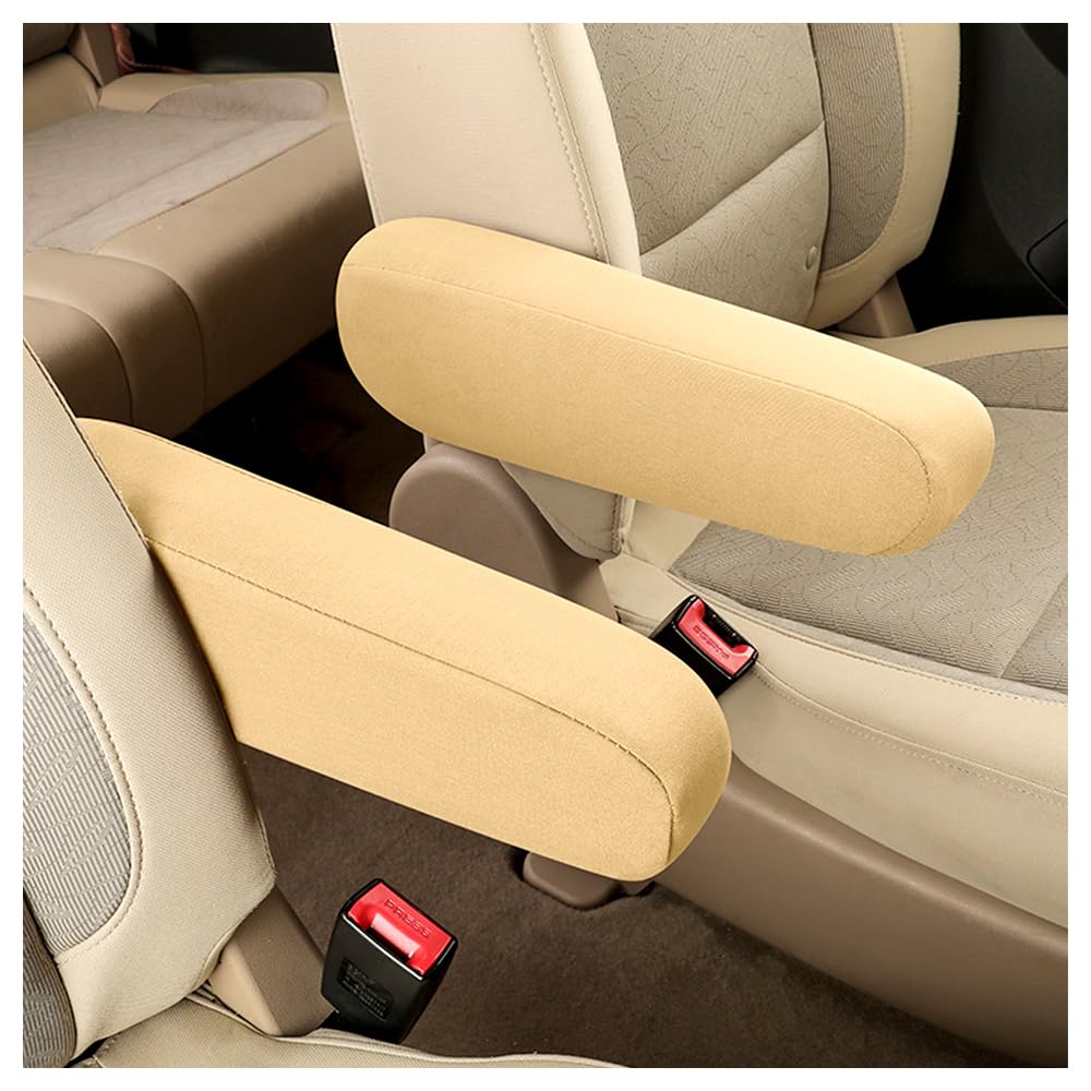 2PCS Auto Stuhl Armlehnenabdeckung,Elastischer Auto Sesselschoner für Relaxsessel,Jede Jahreszeit Universell Auto Zubehör Innenraum Armlehnenschutz Protektoren (Beige) von GTLM