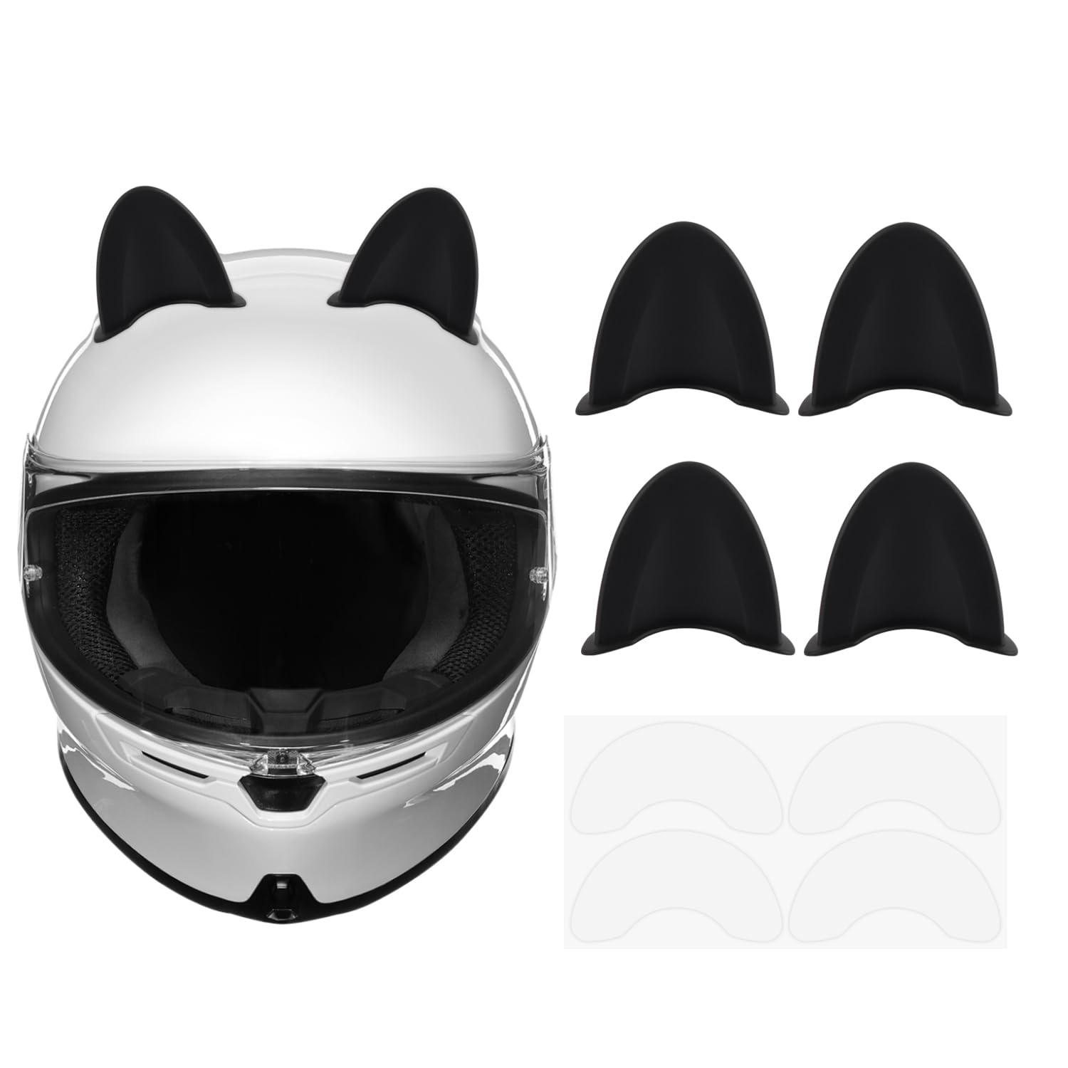 4 Stücke Motorradhelm Ohren,Niedliche Katzenohren Motorradhelm Zubehör Damen,Selbstklebend Katzenohren Motorradhelm Aufkleber Motorrad Deko für die Meisten Motorräder,Fahrräder (Schwarz) von GTLM