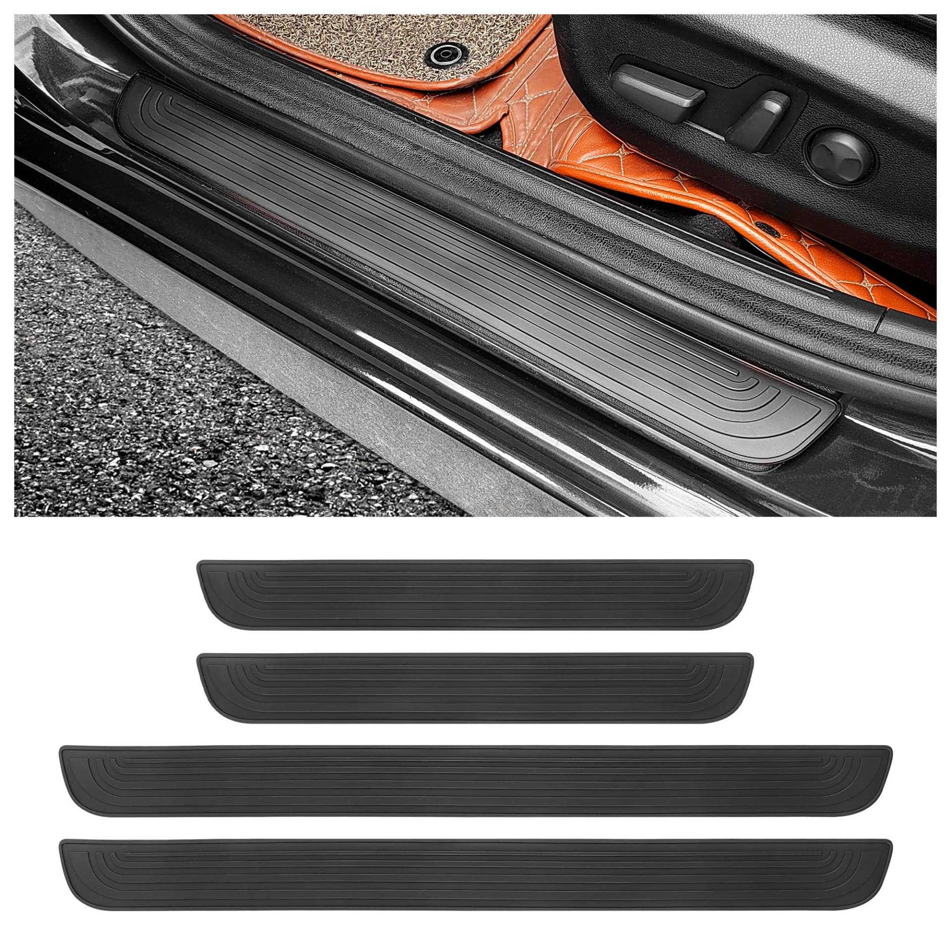 4PCS Car Door Sill Protector,Anti-Scratch Rubber Car Door Protector Edge Guards for Door Steps,Universal Waterproof Door Threshold Strips Exterior Accessories (Schwarz, Breite 5CM) von GTLM