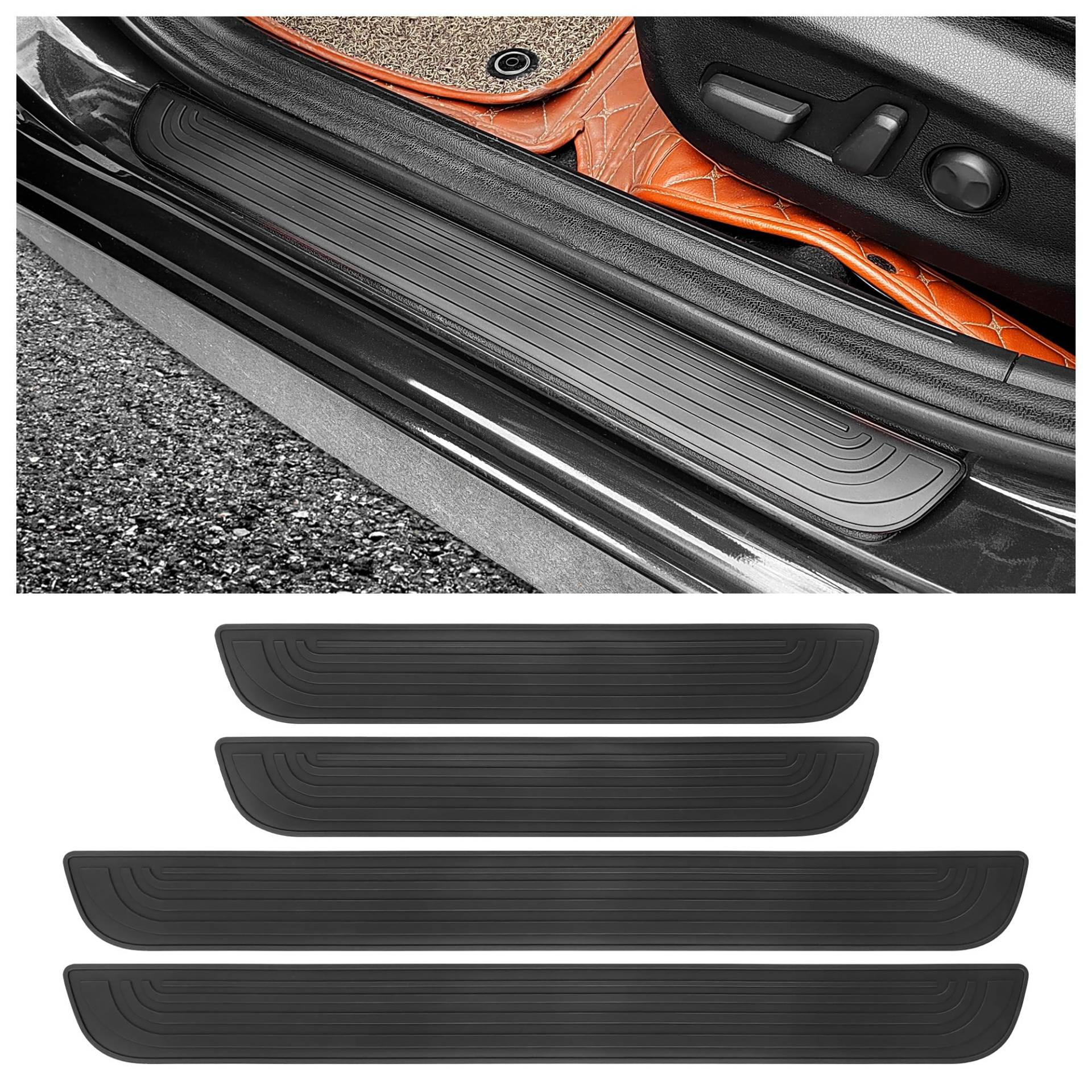 4PCS Car Door Sill Protector,Anti-Scratch Rubber Car Door Protector Edge Guards for Door Steps,Universal Waterproof Door Threshold Strips Exterior Accessories (Schwarz, Breite 6CM) von GTLM